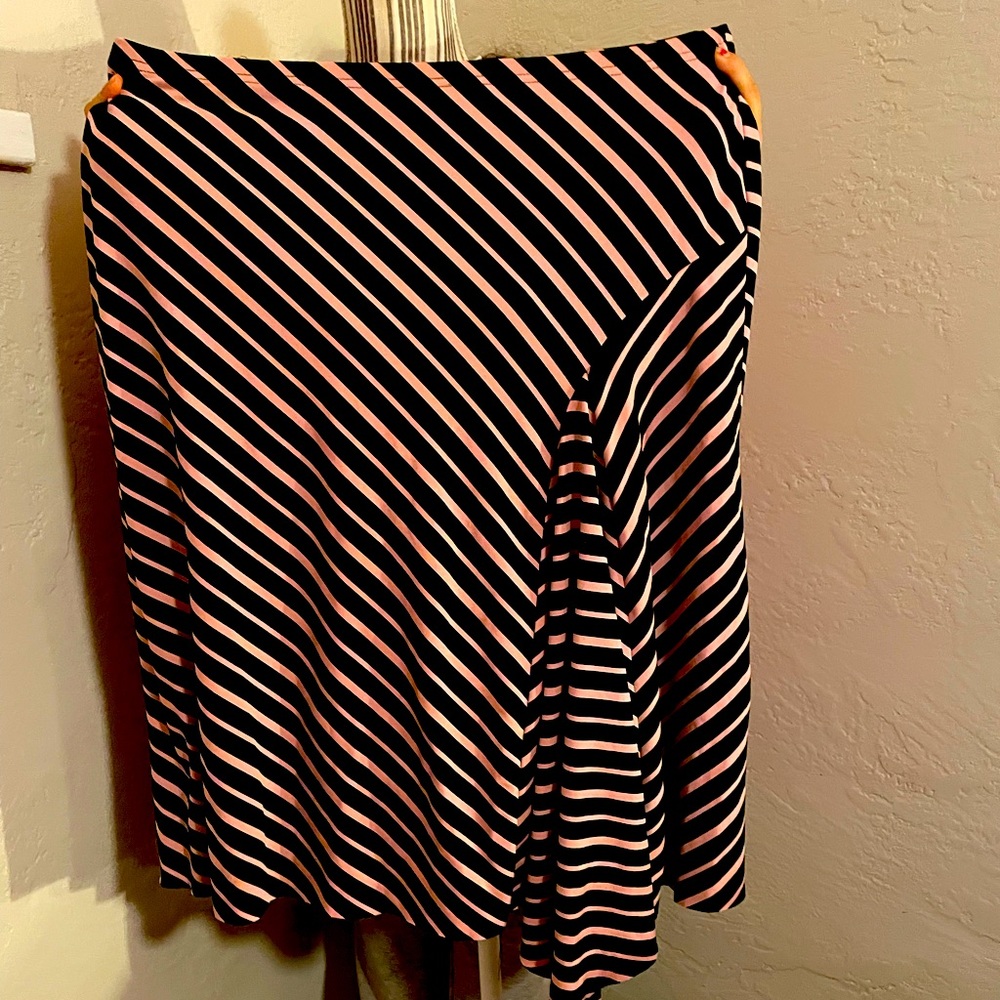 Pink and Black Striped Skirt asymmetrical
